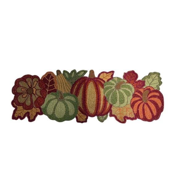 Pumpkin Beaded 36" x 13" Table Runner Brown Orange Fall Halloween Thanksgiving - Picture 1 of 5